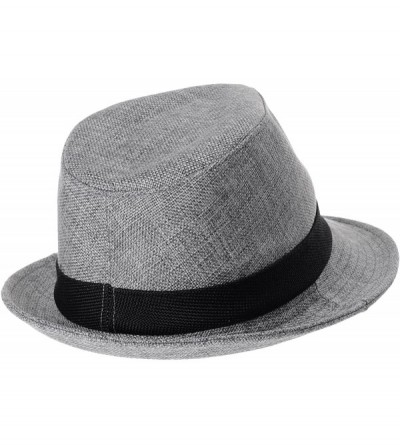 Fedoras Summer Straw Fedora Hat Patchwork Pastel Color AC6647 - Grey - CU18035A0GI $37.32