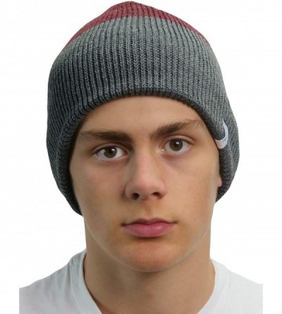 Skullies & Beanies mens the Frena Fine Knit Striped Beanie Hat - Charcoal Stripe - CU18YEEDQ78 $18.26