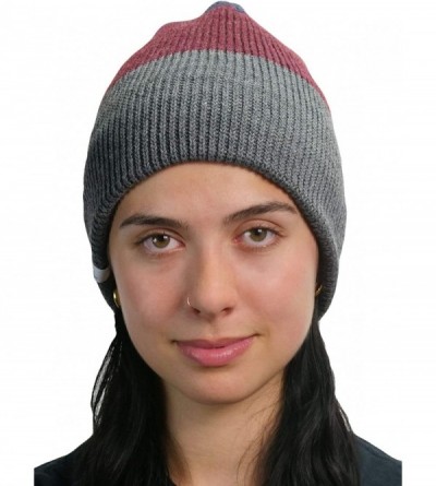 Skullies & Beanies mens the Frena Fine Knit Striped Beanie Hat - Charcoal Stripe - CU18YEEDQ78 $18.26