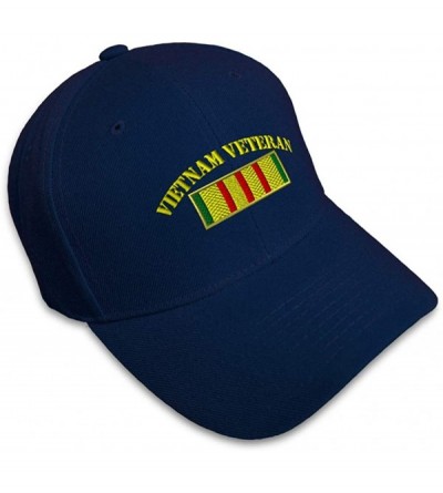 Baseball Caps Custom Baseball Cap Vietnam Veteran Flag Embroidery Dad Hats for Men & Women 1 Size - Navy - CB11MQPDS49 $19.40
