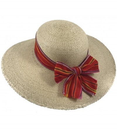 Sun Hats The Original DAMA Lady's Moreno Palm Straw Sun Hat - Natural W/ Red/Blue Bow - CB184NLCUKY $51.98