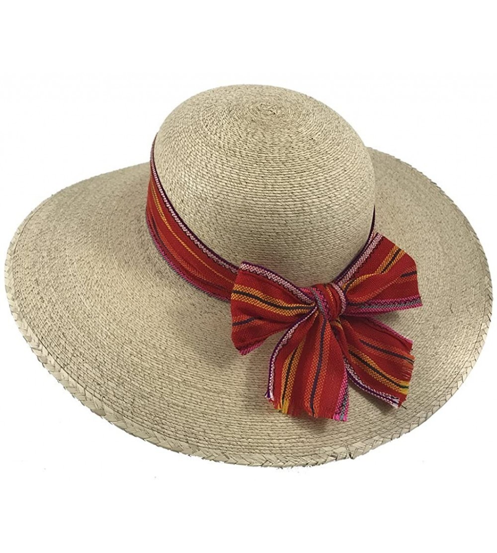 Sun Hats The Original DAMA Lady's Moreno Palm Straw Sun Hat - Natural W/ Red/Blue Bow - CB184NLCUKY $28.35