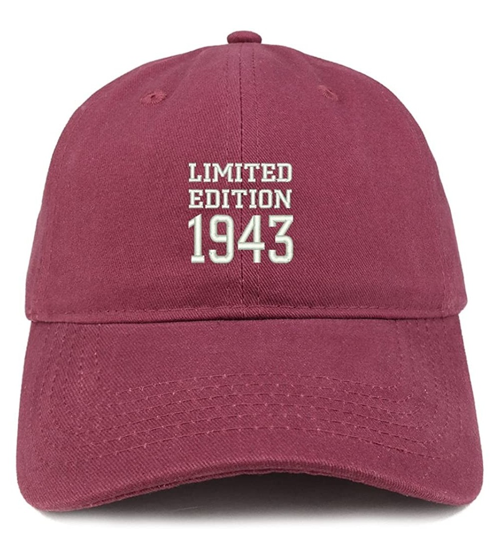 Baseball Caps Limited Edition 1943 Embroidered Birthday Gift Brushed Cotton Cap - Maroon - CV18DDMTCRE $18.42
