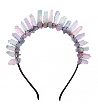 Headbands Raw Crystal Quartz Tiara Mermaid Crown Headband - Full Crown-03 - CA189ZRZ7GT $50.29