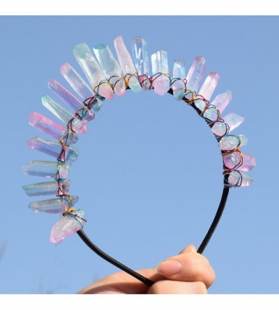 Headbands Raw Crystal Quartz Tiara Mermaid Crown Headband - Full Crown-03 - CA189ZRZ7GT $27.66