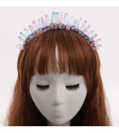 Headbands Raw Crystal Quartz Tiara Mermaid Crown Headband - Full Crown-03 - CA189ZRZ7GT $27.66