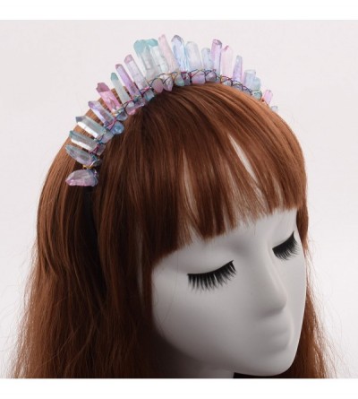 Headbands Raw Crystal Quartz Tiara Mermaid Crown Headband - Full Crown-03 - CA189ZRZ7GT $27.66