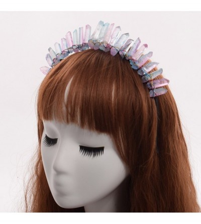 Headbands Raw Crystal Quartz Tiara Mermaid Crown Headband - Full Crown-03 - CA189ZRZ7GT $27.66