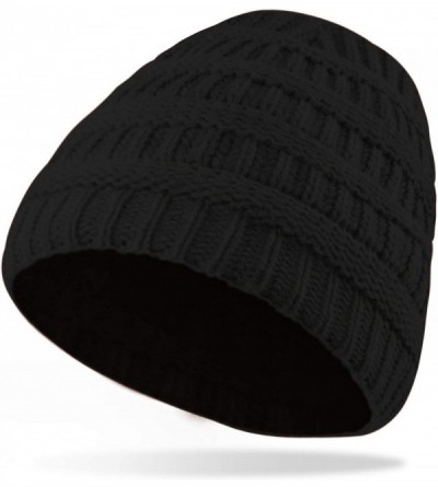 Skullies & Beanies Unisex Cabel Knit Lined Beanie Skull Winter Warm Strech Hats for Women Men Slouchy Soft Thick Knit Caps - ...