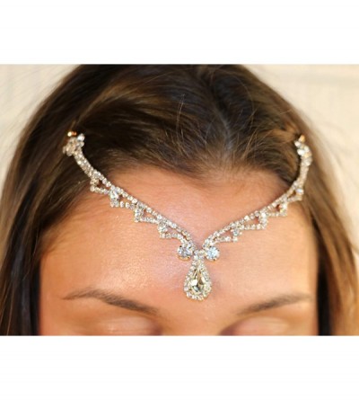 Headbands Women's Teardrop Crystal Rhinestone Tikka Hair Comb Circlete Diadem Head Chain Crown Tiara - Silver Tone - C6182M9I...