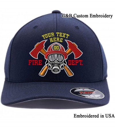 Baseball Caps Custom Embroidered Firefighter Hats. 6477- 6277 Flexfit Baseball caps - Dark Navy - C218CRN9UOR $51.91