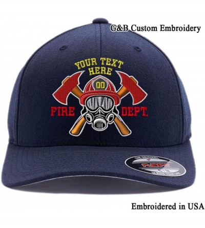 Baseball Caps Custom Embroidered Firefighter Hats. 6477- 6277 Flexfit Baseball caps - Dark Navy - C218CRN9UOR $22.42