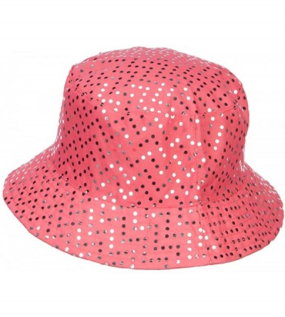 Bucket Hats Ladies Bling Disk Bucket Hat - Pink - CF12ENS0W9F $19.78