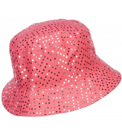 Bucket Hats Ladies Bling Disk Bucket Hat - Pink - CF12ENS0W9F $19.78