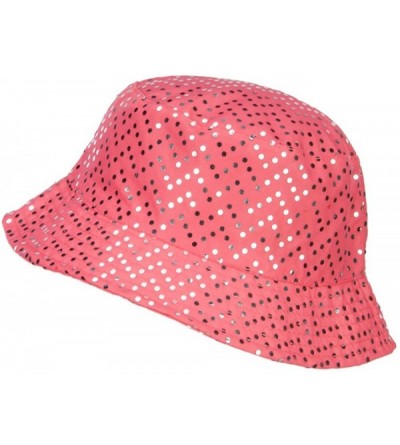Bucket Hats Ladies Bling Disk Bucket Hat - Pink - CF12ENS0W9F $19.78