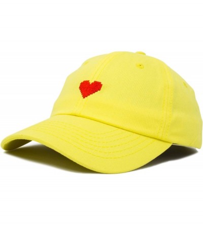 Baseball Caps Pixel Heart Hat Womens Dad Hats Cotton Caps Embroidered Valentines - Minion Yellow - CV18LGSXWWM $13.64