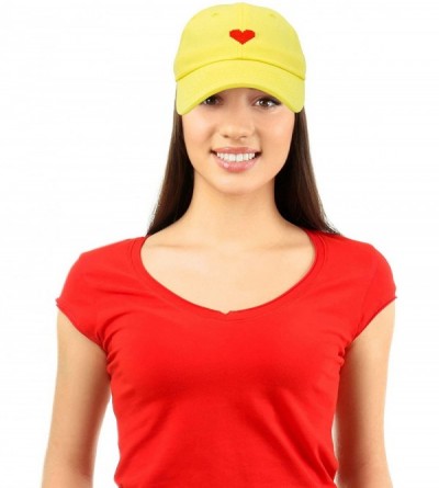 Baseball Caps Pixel Heart Hat Womens Dad Hats Cotton Caps Embroidered Valentines - Minion Yellow - CV18LGSXWWM $13.64