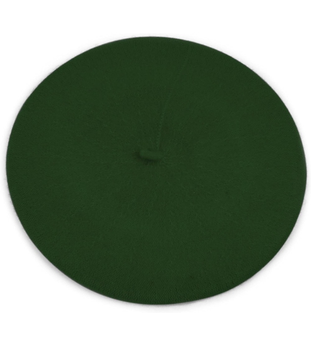 Berets 3 Pieces Pack Ladies Solid Colored French Wool Beret - Hunter Green-3 Pieces - CK12OE2KCGI $15.13