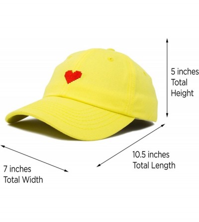 Baseball Caps Pixel Heart Hat Womens Dad Hats Cotton Caps Embroidered Valentines - Minion Yellow - CV18LGSXWWM $13.64