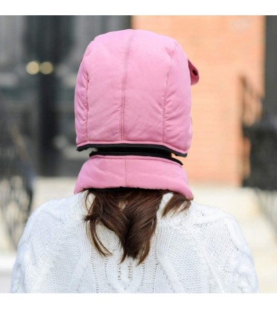 Balaclavas Unisex Warm Waterproof Trapper Hat Ear Flap Thermal Neck Warmer Winter Hat with Goggles - Pink - C418ARN6050 $18.70