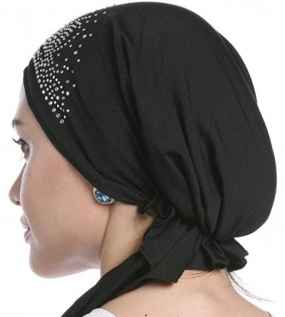 Headbands Turban Women Hat Headband Islamic Head Wrap Bonnet Headscarf Muslim Cap Bandana - Black - CD18ES0D6RY $17.25