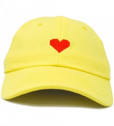 Baseball Caps Pixel Heart Hat Womens Dad Hats Cotton Caps Embroidered Valentines - Minion Yellow - CV18LGSXWWM $13.64