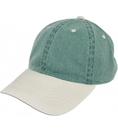 Baseball Caps Dad Hat Pigment Dyed Two Tone Plain Cotton Polo Style Retro Curved Baseball Cap 1200 - Green / Sand - CC17XWEQE...