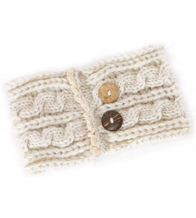 Cold Weather Headbands Winter Warm Button Headband Women Wool Knit Crochet Twist Hair Band Sport Headwrap Ear Warmer - Beige ...