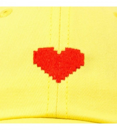 Baseball Caps Pixel Heart Hat Womens Dad Hats Cotton Caps Embroidered Valentines - Minion Yellow - CV18LGSXWWM $13.64