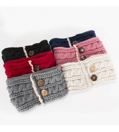 Cold Weather Headbands Winter Warm Button Headband Women Wool Knit Crochet Twist Hair Band Sport Headwrap Ear Warmer - Beige ...