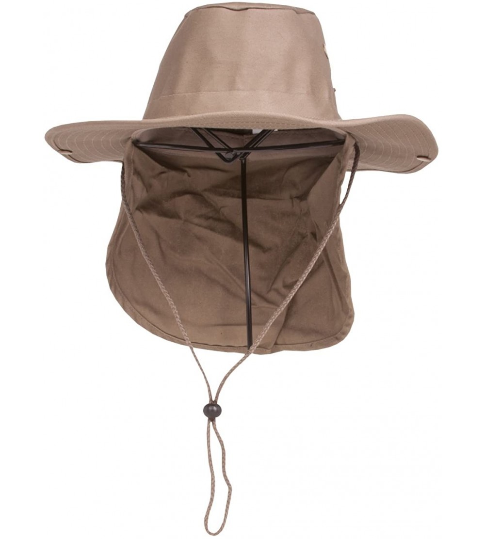 Baseball Caps Safari Explorer Bucket Hat with Flap Neck Cover - Khaki - C811Y946KO5 $11.82