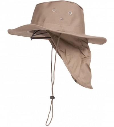 Baseball Caps Safari Explorer Bucket Hat with Flap Neck Cover - Khaki - C811Y946KO5 $11.82