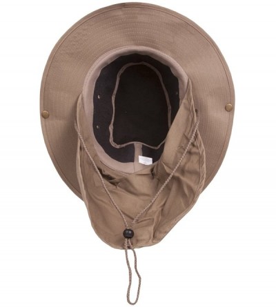 Baseball Caps Safari Explorer Bucket Hat with Flap Neck Cover - Khaki - C811Y946KO5 $11.82