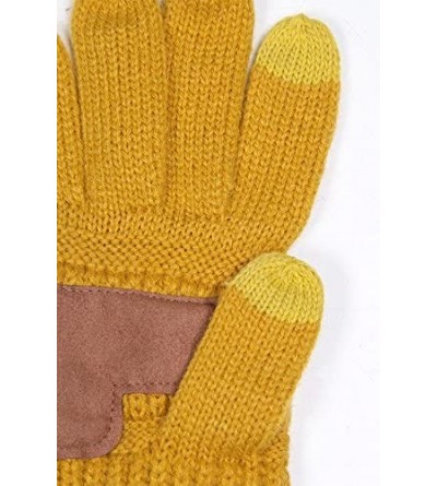 Skullies & Beanies 3pc Set Trendy Warm Chunky Soft Stretch Cable Knit Beanie Scarves Gloves Set - Mustard - CZ187GOS6DK $38.78