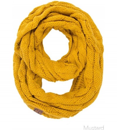 Skullies & Beanies 3pc Set Trendy Warm Chunky Soft Stretch Cable Knit Beanie Scarves Gloves Set - Mustard - CZ187GOS6DK $38.78