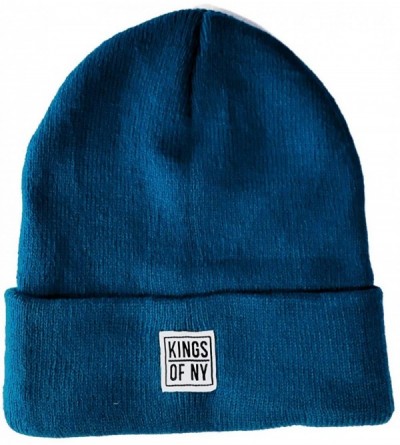 Skullies & Beanies Mini Logo Cuffed Knit Winter Beanie Hat - for Men and Women - Cobalt Blue - CA18KLLSMD2 $19.58