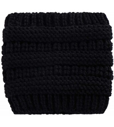 Skullies & Beanies Unisex Fashion Bun Ponytail Soft Stretch Winter Beanie Tail Hat Hats & Caps - Black - CY1920RY69W $37.84