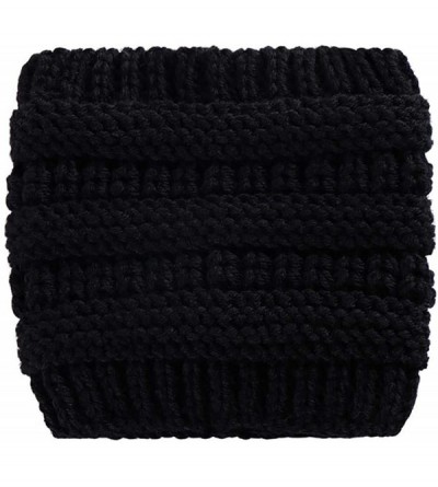 Skullies & Beanies Unisex Fashion Bun Ponytail Soft Stretch Winter Beanie Tail Hat Hats & Caps - Black - CY1920RY69W $23.08