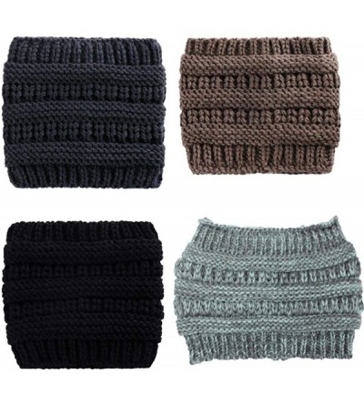 Skullies & Beanies Unisex Fashion Bun Ponytail Soft Stretch Winter Beanie Tail Hat Hats & Caps - Black - CY1920RY69W $23.08
