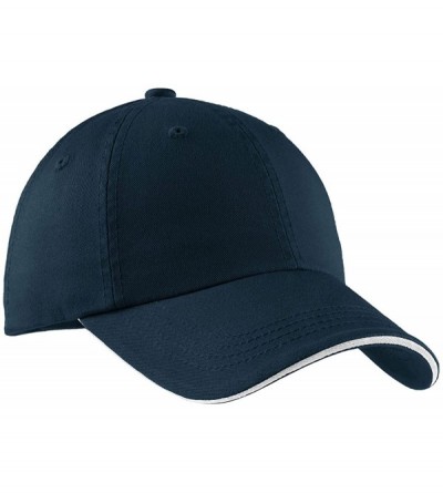 Baseball Caps Sandwich Bill Cap with Striped Closure. C830 - Charcoal Blue/ White - C21123GTMG9 $7.26