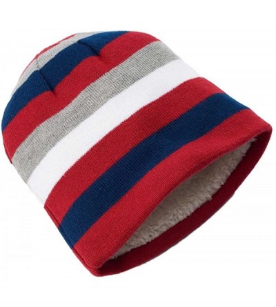 Skullies & Beanies Men Thin Striped Beanie Hat White Fur Multi Colored One Size - CJ12NREPUZK $8.69