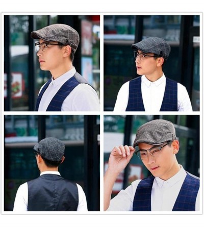 Newsboy Caps Men's Newsboy Gatsby Cabbie Hats Cotton Adjustable Driving Winter Hat - C - CX18M3YK3SI $8.52