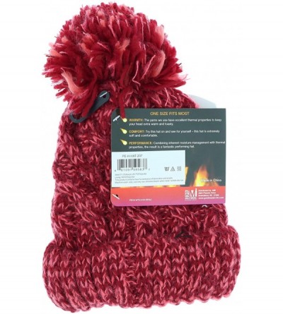 Skullies & Beanies Women's Sherpa Lined Knit Pom Pom Beanie Hat - Burgundy- Rose - CL18A6GU4GD $11.99