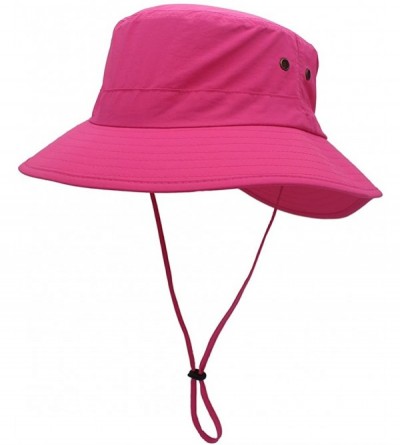 Sun Hats Women Lightweight Safari Sun Hat Quick Dry Fishing Hat with Strap Cool - Rose Red - CF18G0S7889 $15.27