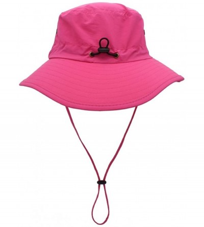 Sun Hats Women Lightweight Safari Sun Hat Quick Dry Fishing Hat with Strap Cool - Rose Red - CF18G0S7889 $15.27