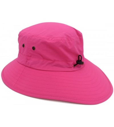 Sun Hats Women Lightweight Safari Sun Hat Quick Dry Fishing Hat with Strap Cool - Rose Red - CF18G0S7889 $15.27