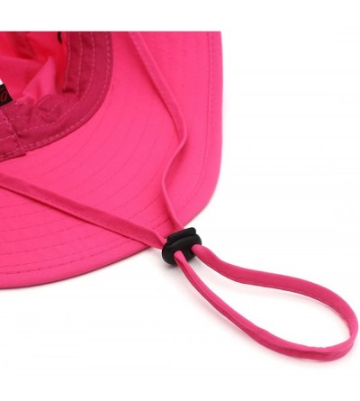 Sun Hats Women Lightweight Safari Sun Hat Quick Dry Fishing Hat with Strap Cool - Rose Red - CF18G0S7889 $15.27