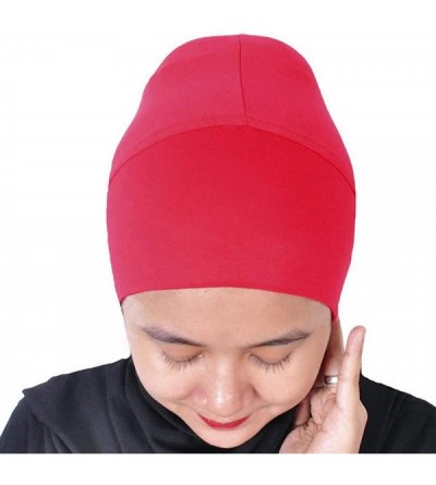 Headbands Hijab Turban Bun Underscarf Chemo Cap Volumizer Hair Loss Cotton Lycra - Red - CW18CYN86YY $41.42