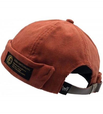 Skullies & Beanies Docker Leon Harbour Hat Watch Cap Breathable Mesh Design Retro Brimless Beanie Hat Unisex - Brick Red - CR...