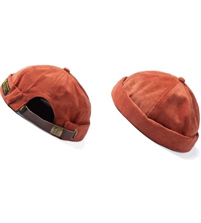 Skullies & Beanies Docker Leon Harbour Hat Watch Cap Breathable Mesh Design Retro Brimless Beanie Hat Unisex - Brick Red - CR...
